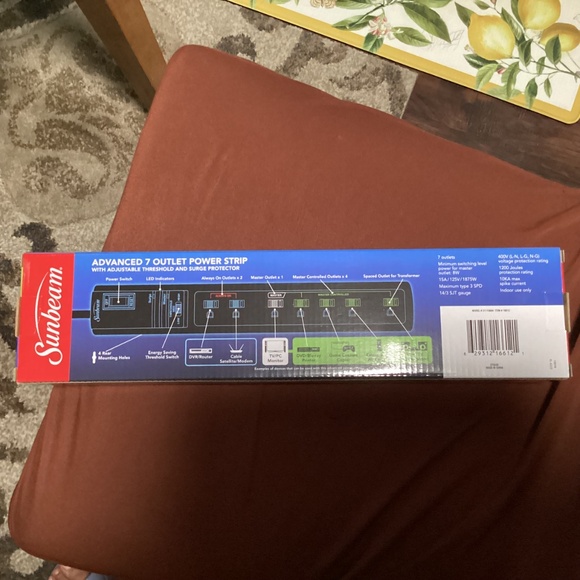 Sunbeam Advanced 7 Outlet Power Strip NEW - Picture 2 of 4